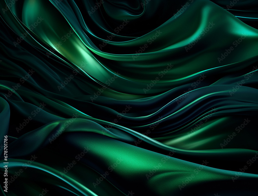 a dark background with green and black swirls, in the style of made of liquid metal, flowing draperies, soft edges and blurred details created with Generative Ai a dark background with green and black swirls, in the style of made of liquid metal, flowing draperies, soft edges and blurred details created with Generative Ai