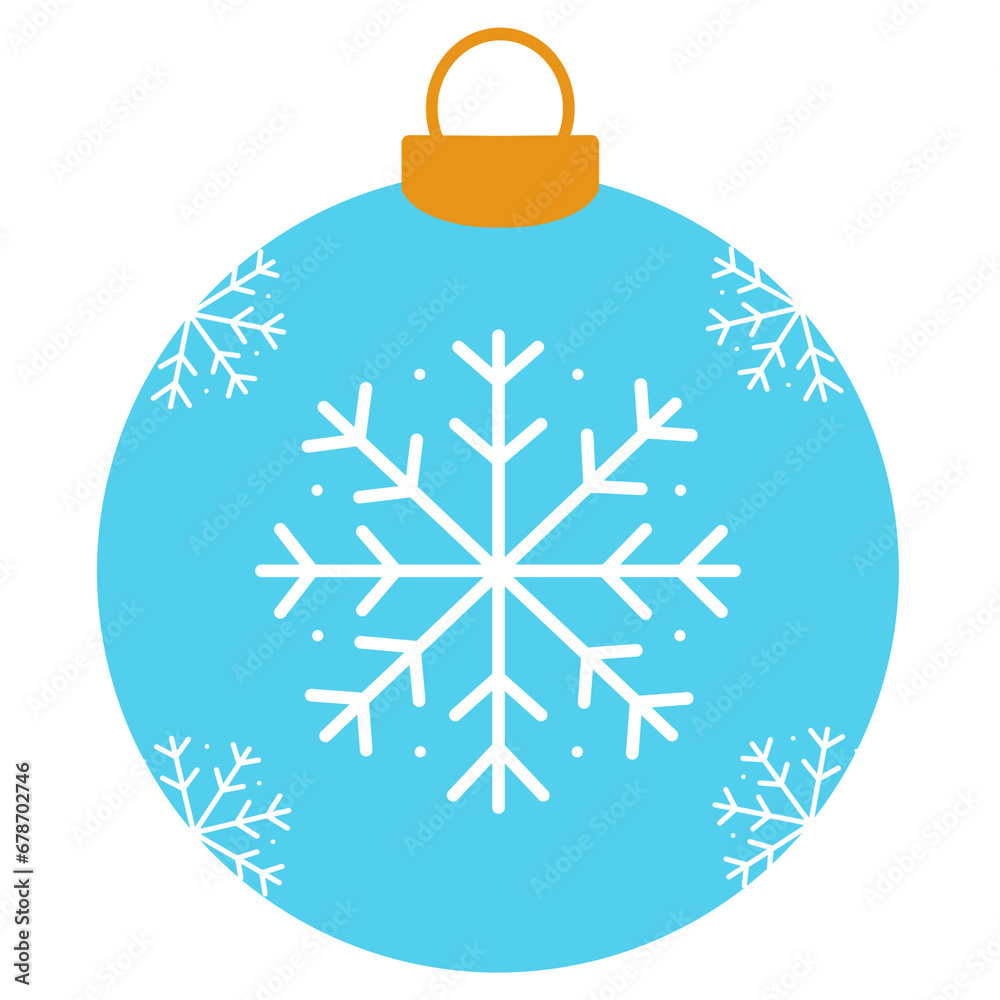 Fototapeta premium Blue Christmas ball illustration with a pattern of a snowflake 2