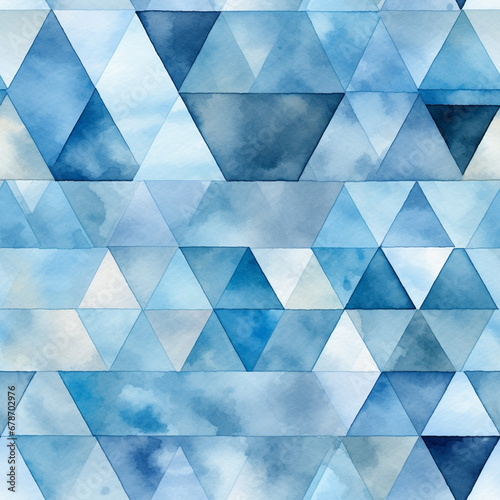 Soothing Watercolor Triangles in Blue Shades