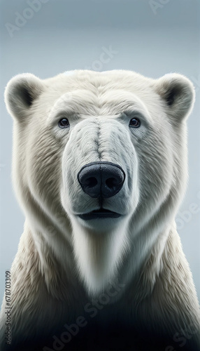 Portrait of a polar bear on a white background