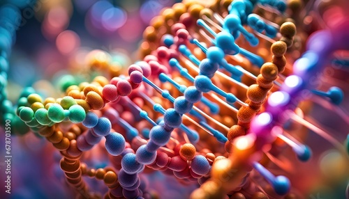 Protein structure or macromolecules consisting of a chain of amino acid residues - 3d illustration