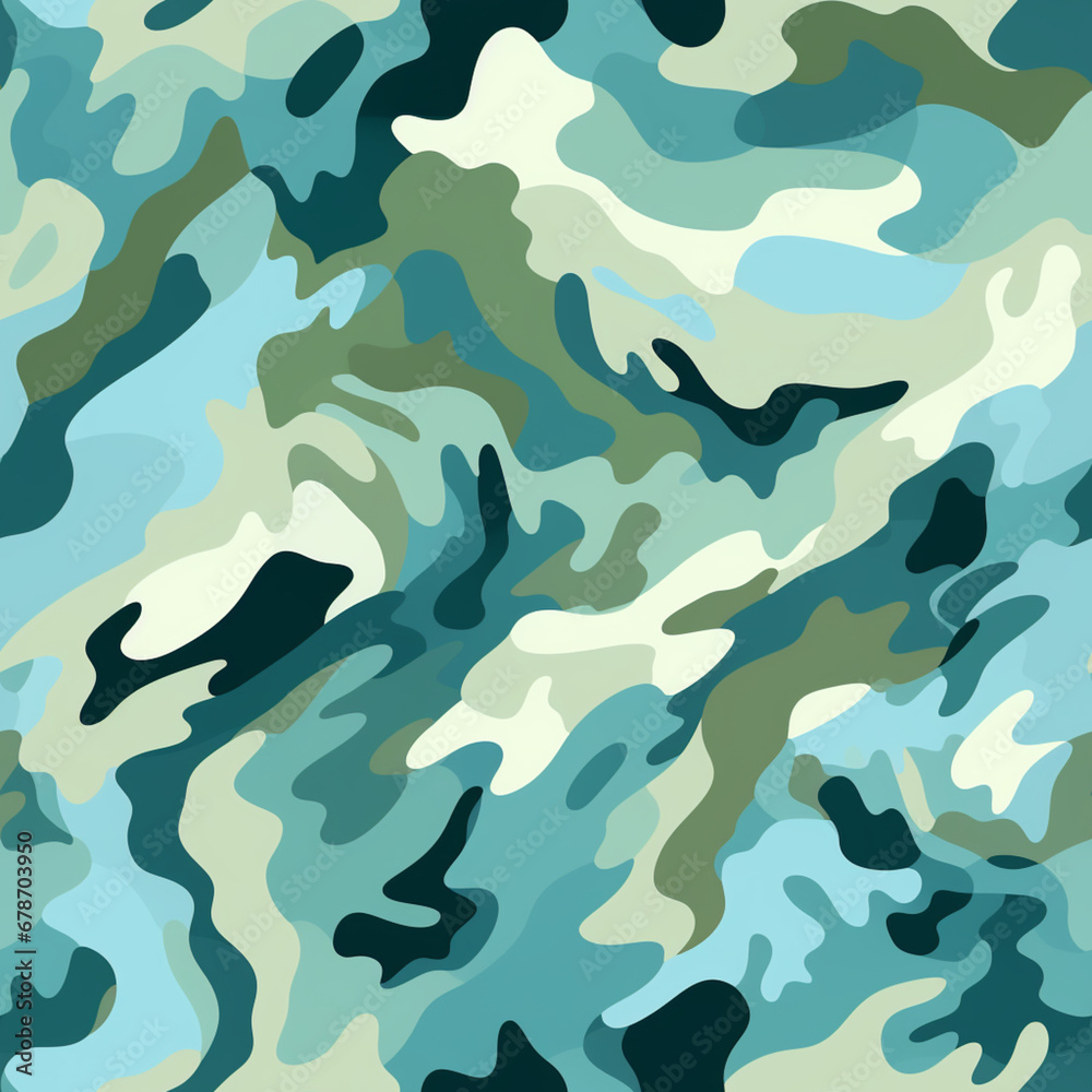 Modern Camouflage Pattern in Cool Tones

