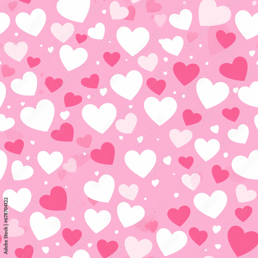 Romantic Pink Hearts and Polka Dots Pattern
