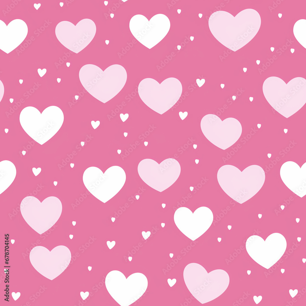 Romantic Pink Hearts and Polka Dots Pattern

