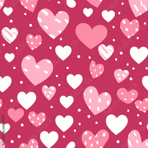 Romantic Pink Hearts and Polka Dots Pattern