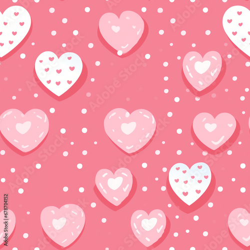 Romantic Pink Hearts and Polka Dots Pattern
