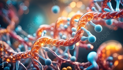 Protein structure or macromolecules consisting of a chain of amino acid residues - 3d illustration