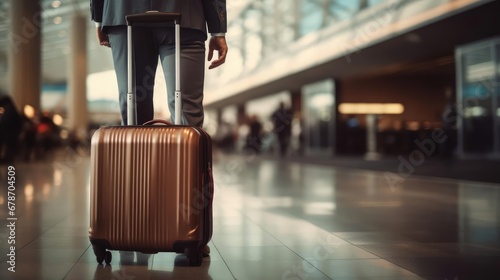 Businessman near suitcases at airport