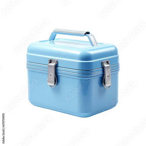 Blue plastic tool box isolated on white background. 