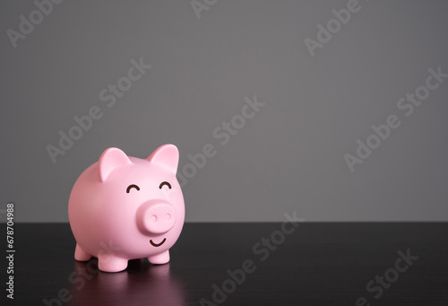 Happy pig piggy bank. Wealth and prosperity. Savings and deposit banking. Healthy economy. Successful investments and deposits.