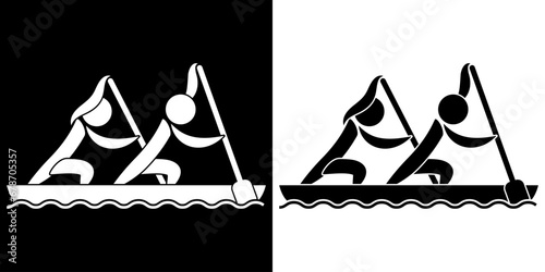 Pictogrammes représentant une course en ligne de canoë-kayak, une des disciplines des compétitions sportives nautiques.