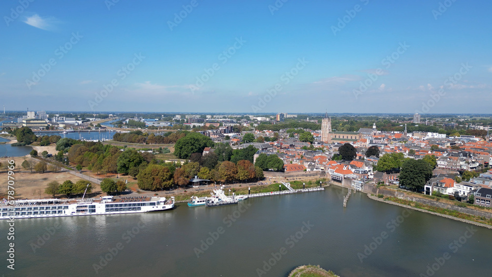 Fototapeta premium Bird's-Eye Bliss: Overlooking Gorinchem, the Picturesque Dutch City