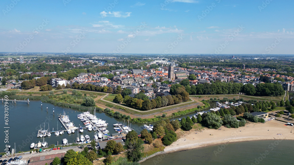 Fototapeta premium Bird's-Eye Bliss: Overlooking Gorinchem, the Picturesque Dutch City