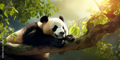 giant panda bear Kung Fu Panda Adventures .Enchanting Wallpaper AI Generative 