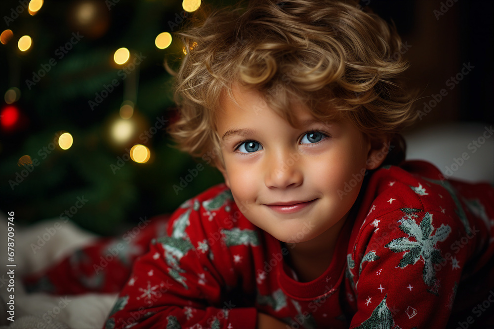Generative AI portrait of small funny child believe in santa claus waiting christmas gifts presents Generative AI portrait of small funny child believe in santa claus waiting christmas gifts presents