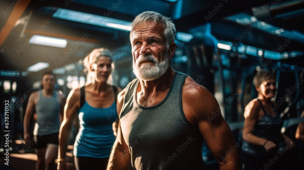 Retired and Fit: Senior Citizen Works Out with Gym Equipment Retired and Fit: Senior Citizen Works Out with Gym Equipment