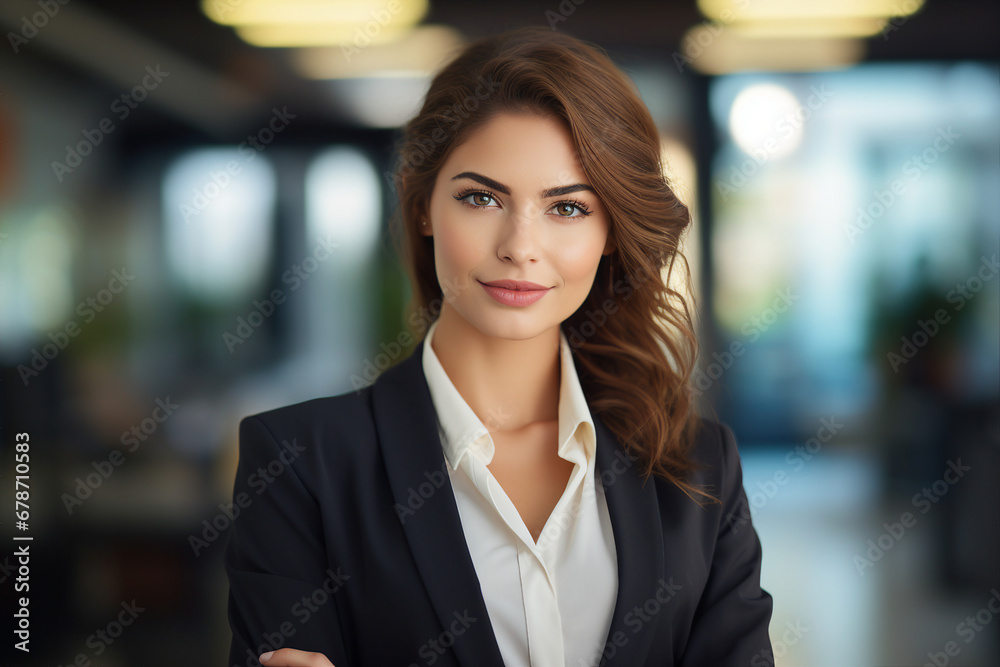 Generative AI picture portrait of amazing gorgeous office worker young woman Generative AI picture portrait of amazing gorgeous office worker young woman