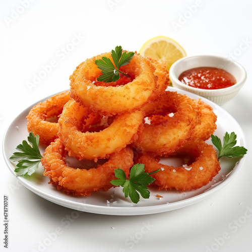 Crispy Onion Rings Served with Dipping Sauces