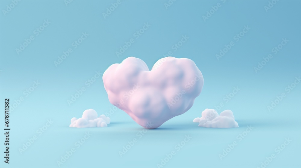 A minimalist rendering of a heart-shaped cloud, invoking a sense of love and emotional well-being.