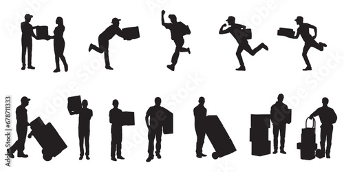silhouette of courier carrying package