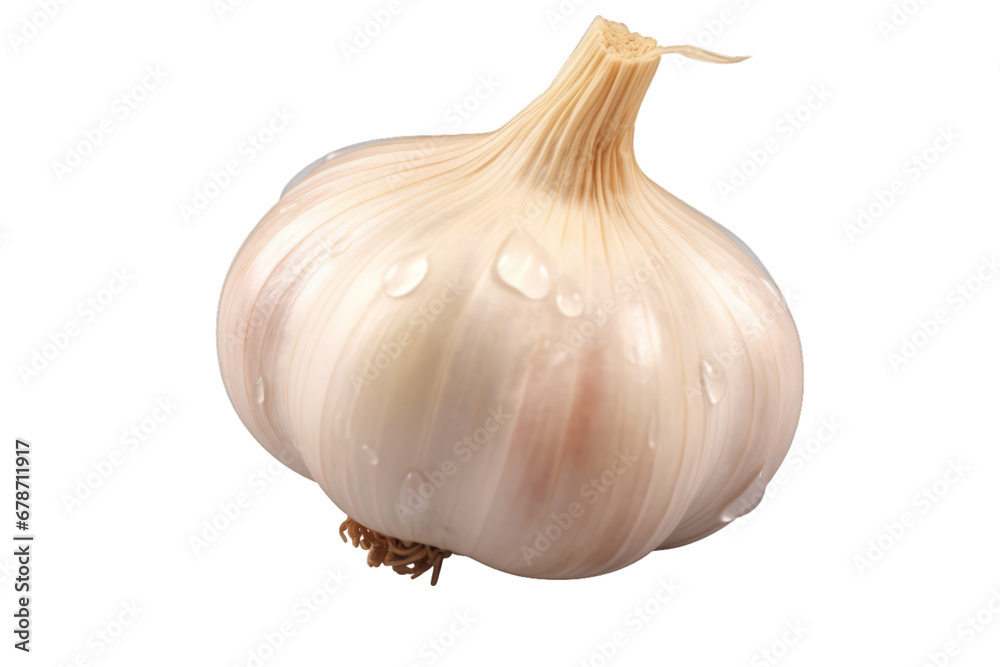 A fresh garlic on a white transparent background