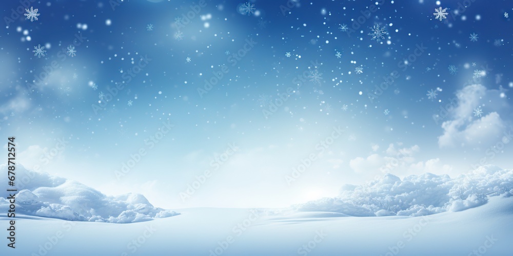 Winter Glow  Enchanting Christmas Light and Snowfall Background, Generative AI