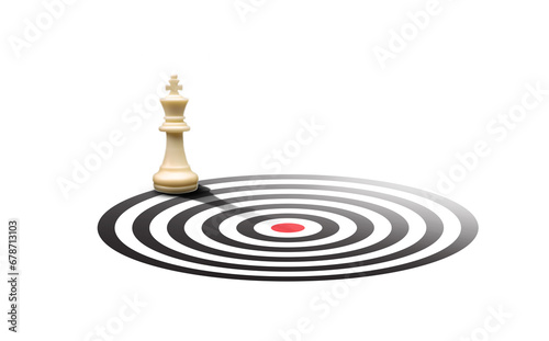 White chess king stand on the target floor, strategy is the best oppotunity concept photo