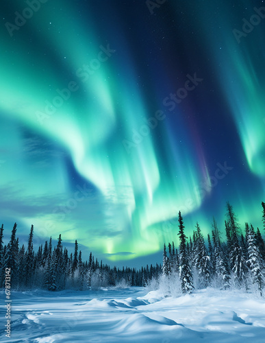 Northern lights (Aurora borealis) in the sky photo