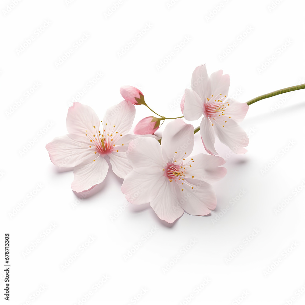 Obraz premium Macro Shot of Pink Cherry Blossom Against White Background