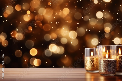 New Years Eve celebration candles crafting session background with empty space for text  photo