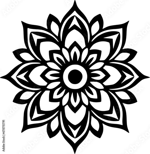 Mandala - Black and White Isolated Icon - Vector illustration
