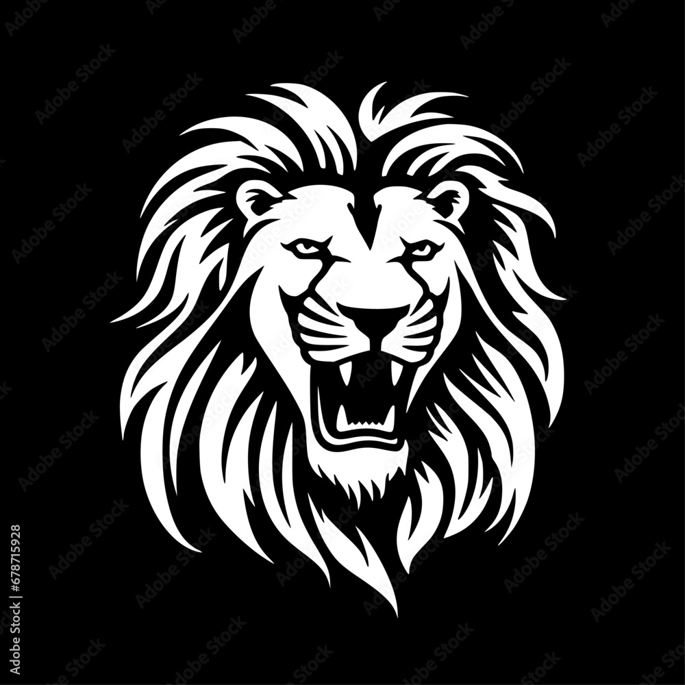 Lion - Black and White Isolated Icon - Vector illustration