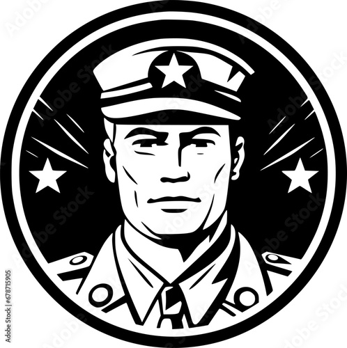 Military | Black and White Vector illustration
