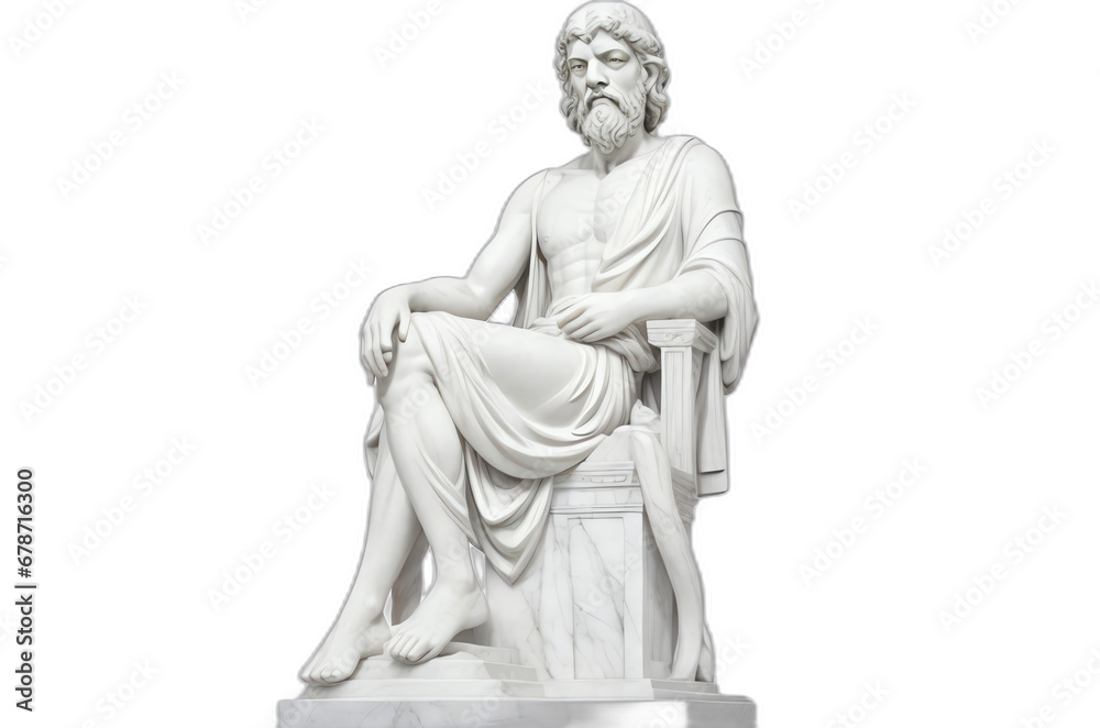 Marble statue of philisopher Socrates isolated on plain white background from Generative AI