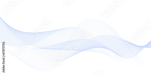 Abstract blue wave element isolated on white, vector file .Abstract colorful wave element for design. Digital frequency track equalizer. Stylized line art background.Vector illustration. © Kainat 