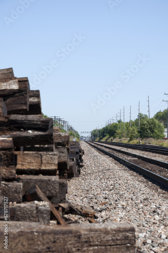 Railroad Ties Next To Tracks
