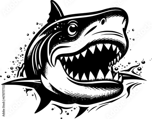 Shark | Black and White Vector illustration