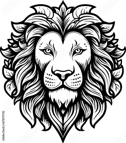 Lion | Black and White Vector illustration