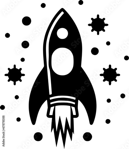 Rocket | Minimalist and Simple Silhouette - Vector illustration