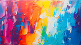 Closeup of rough colorful colors painting texture, with oil brushstroke, palette knife paint on canvas. Art background illustration. Abstract background. Studio backdrop. Generative AI.