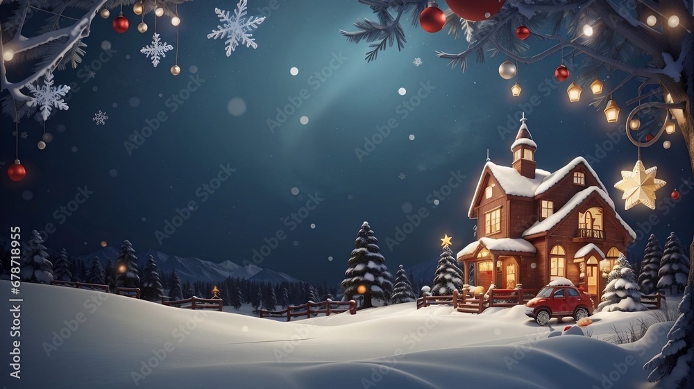 Naklejka premium Christmas tree in the night