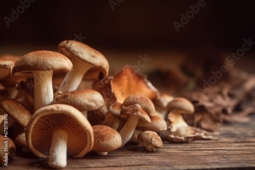 Assortment of mushrooms, side view. Generative AI