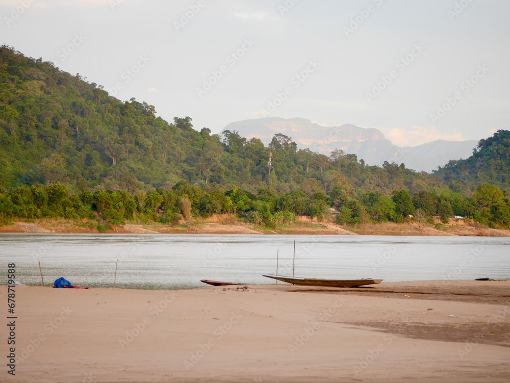 Mist on the Mekong River, Thailand, View landscape and flowing of water on river in morning time, Rainforest aerial view, Beautiful fog in the morning Mist on the Mekong River, Thailand, View landscape and flowing of water on river in morning time, Rainforest aerial view, Beautiful fog in the morning