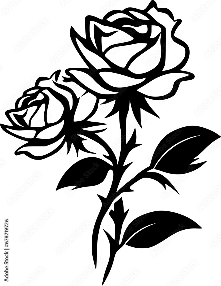 Roses | Black and White Vector illustration Roses | Black and White Vector illustration