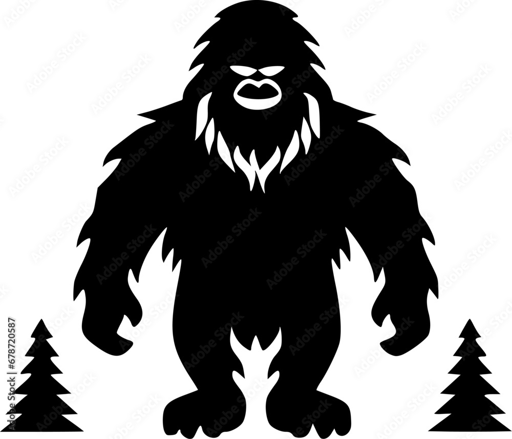 Bigfoot | Black and White Vector illustration Bigfoot | Black and White Vector illustration