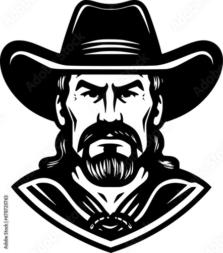Cowboy - Black and White Isolated Icon - Vector illustration