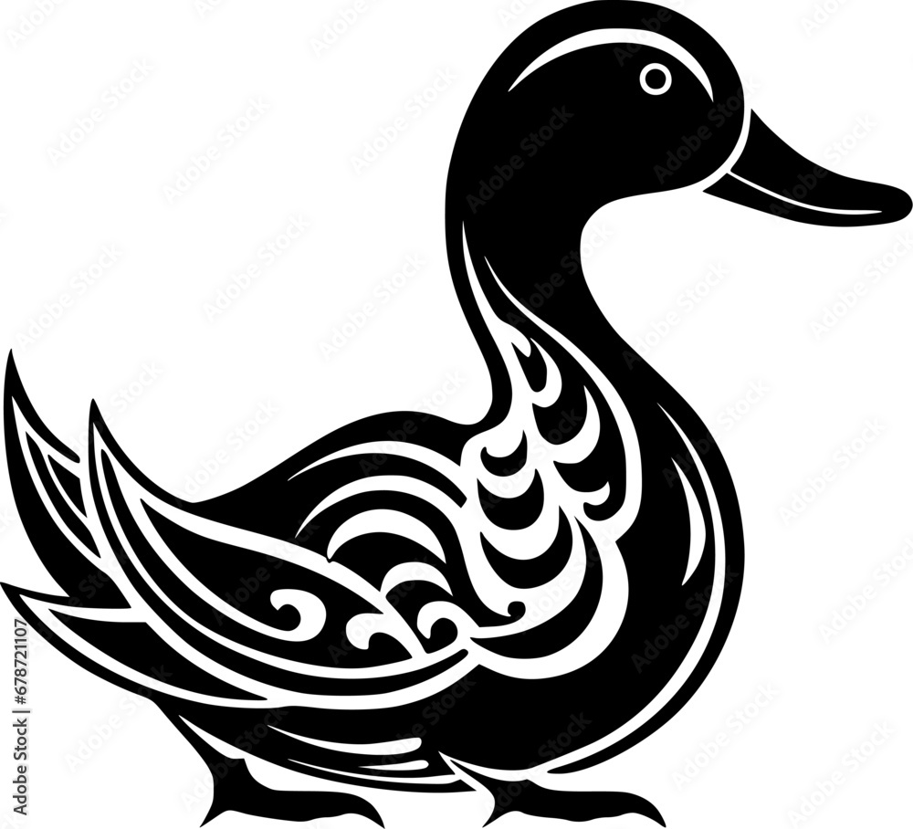 Duck | Black and White Vector illustration Duck | Black and White Vector illustration