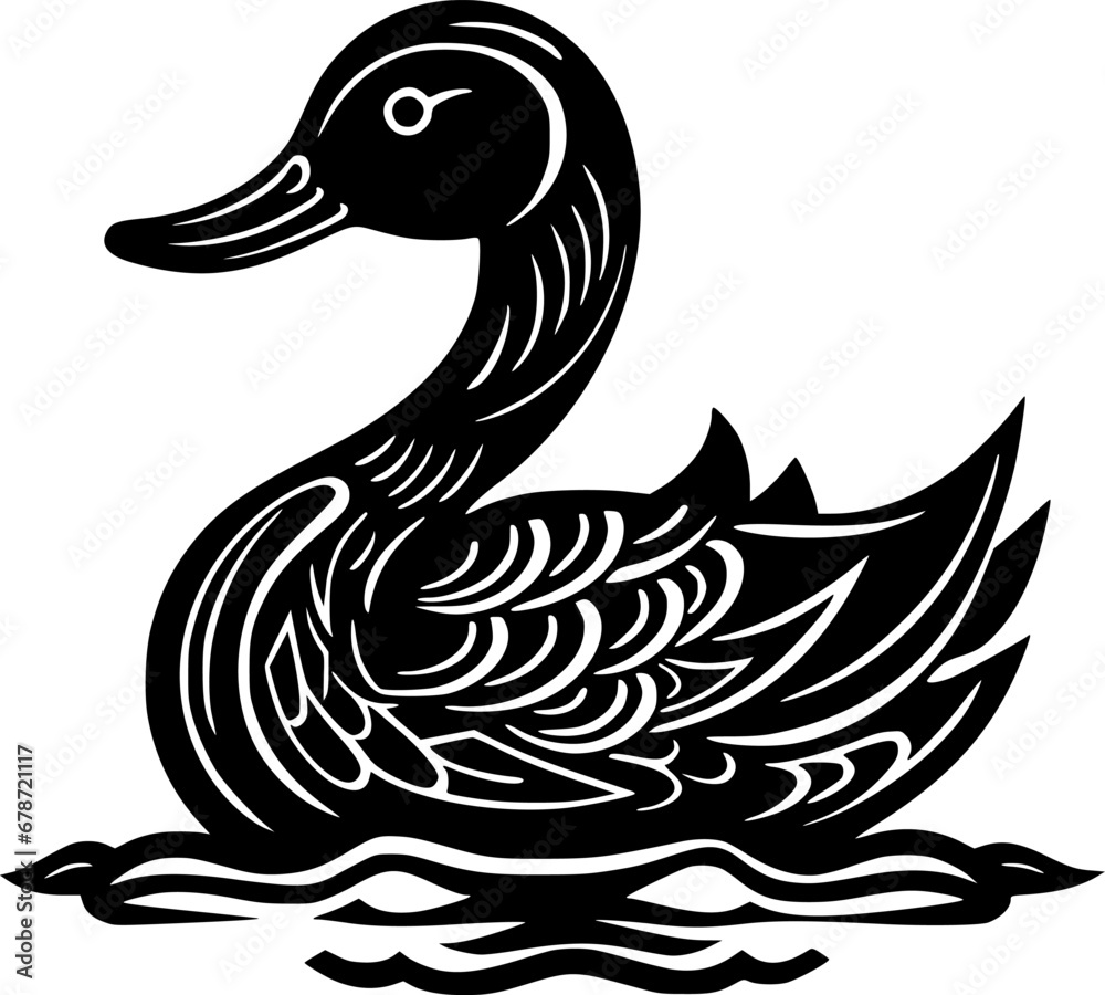 Duck | Black and White Vector illustration Duck | Black and White Vector illustration
