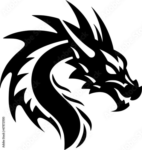 Dragon   Black and White Vector illustration © CreativeOasis