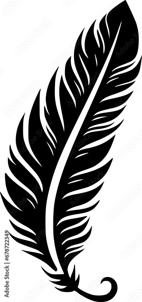 Feather - Black and White Isolated Icon - Vector illustration Feather - Black and White Isolated Icon - Vector illustration
